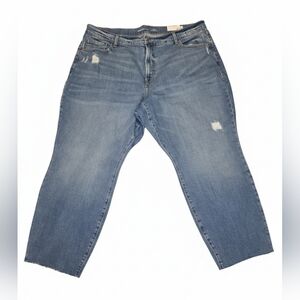 Old Navy Women's Light Blue O.G‎ Straight Leg Jeans 24 Raw Hem Plus NWT
